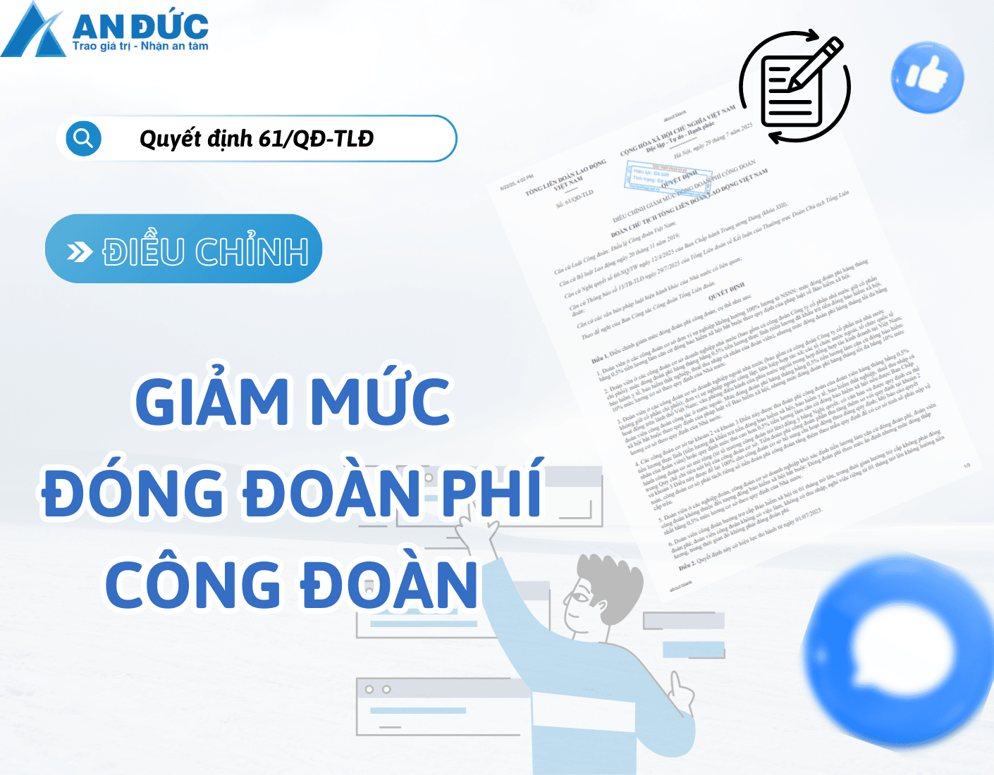 Đại lý thuế An Đức Quyết định số 61/QĐ-TLĐ về điều chỉnh giảm mức đóng đoàn phí công đoàn