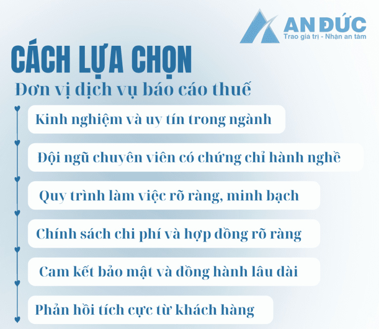 Cách lựa chọn dịch vụ làm báo cáo thuế uy tín cho Doanh nghiệp 