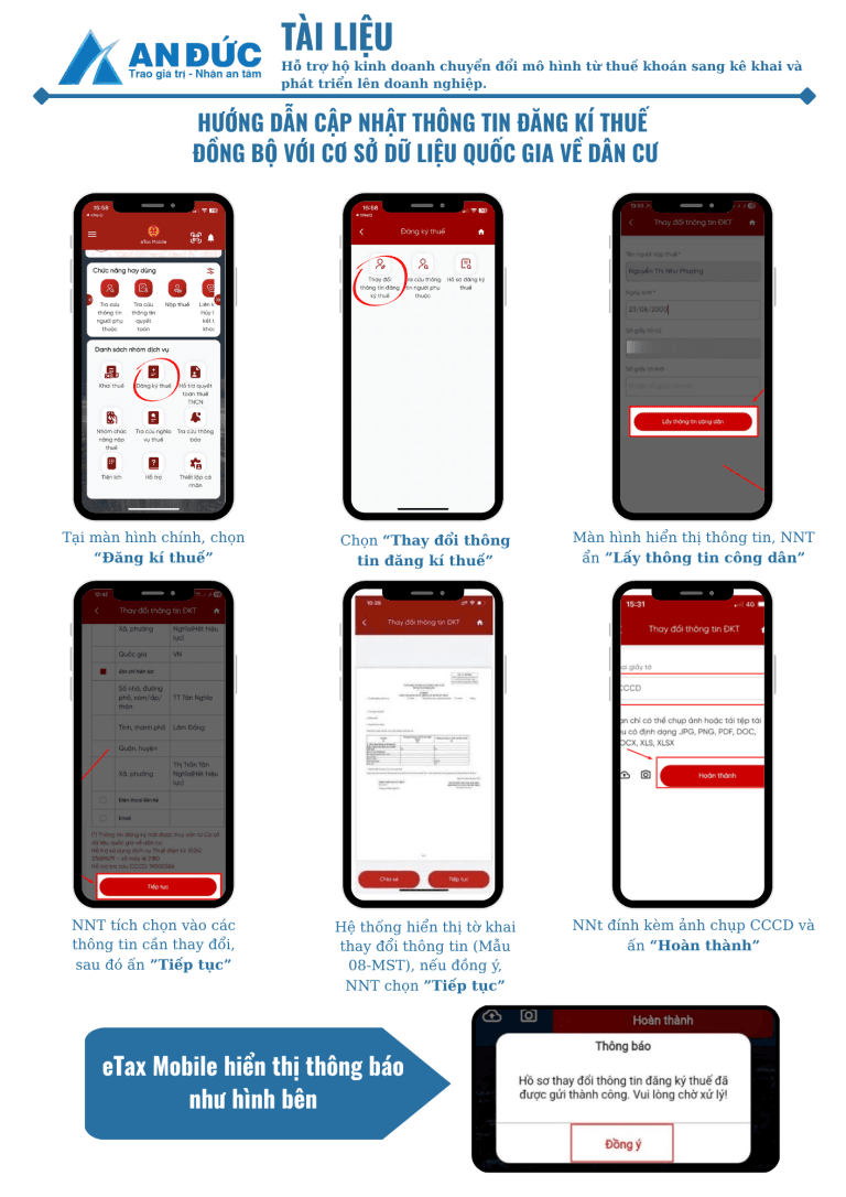 Đại lý thuế An Đức Hướng dẫn cập nhật thông tin đăng kí thuế